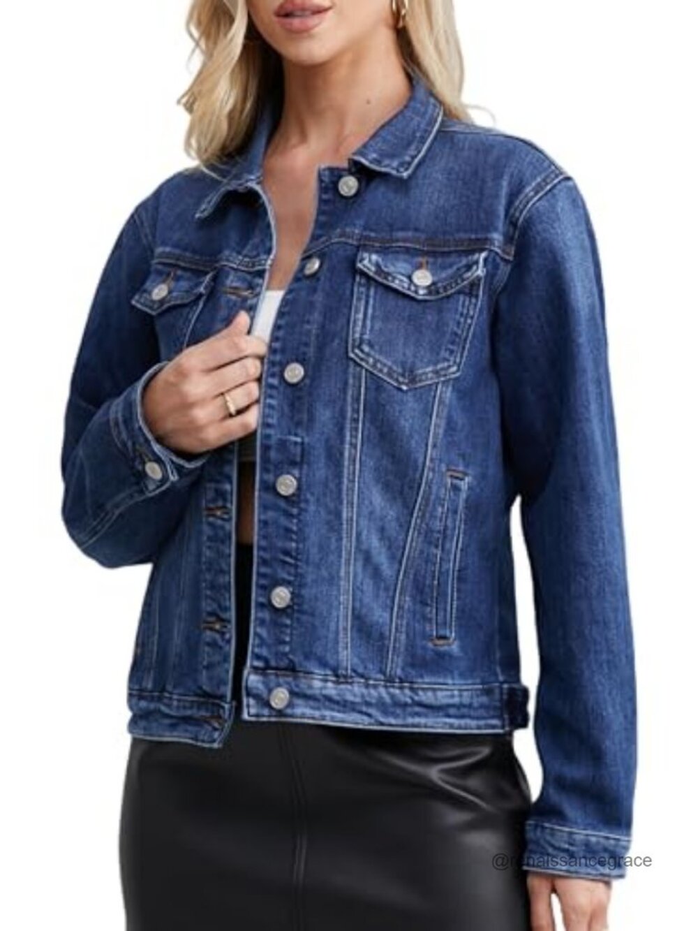 Stretch Soft Denim Jacket for Women Casual Trucker Jean Jacket